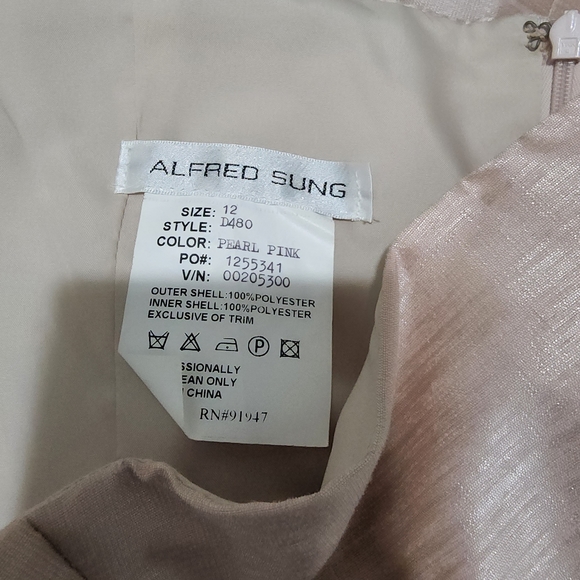 Alfred Sung Pearl Pink Halter Dress Fit and Flare 12 - Picture 4 of 8